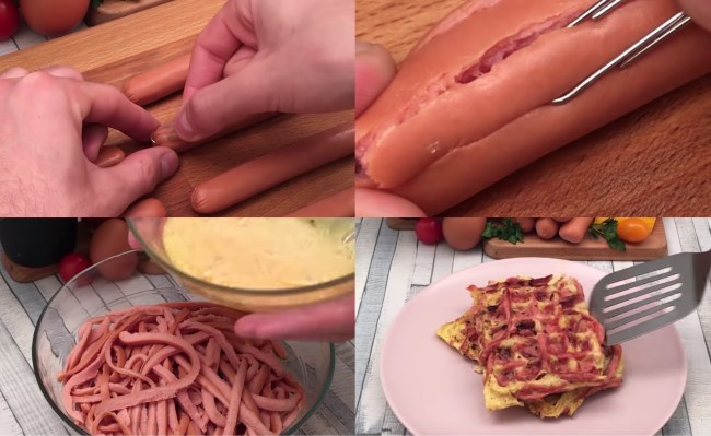 cheesy hot dog waffles