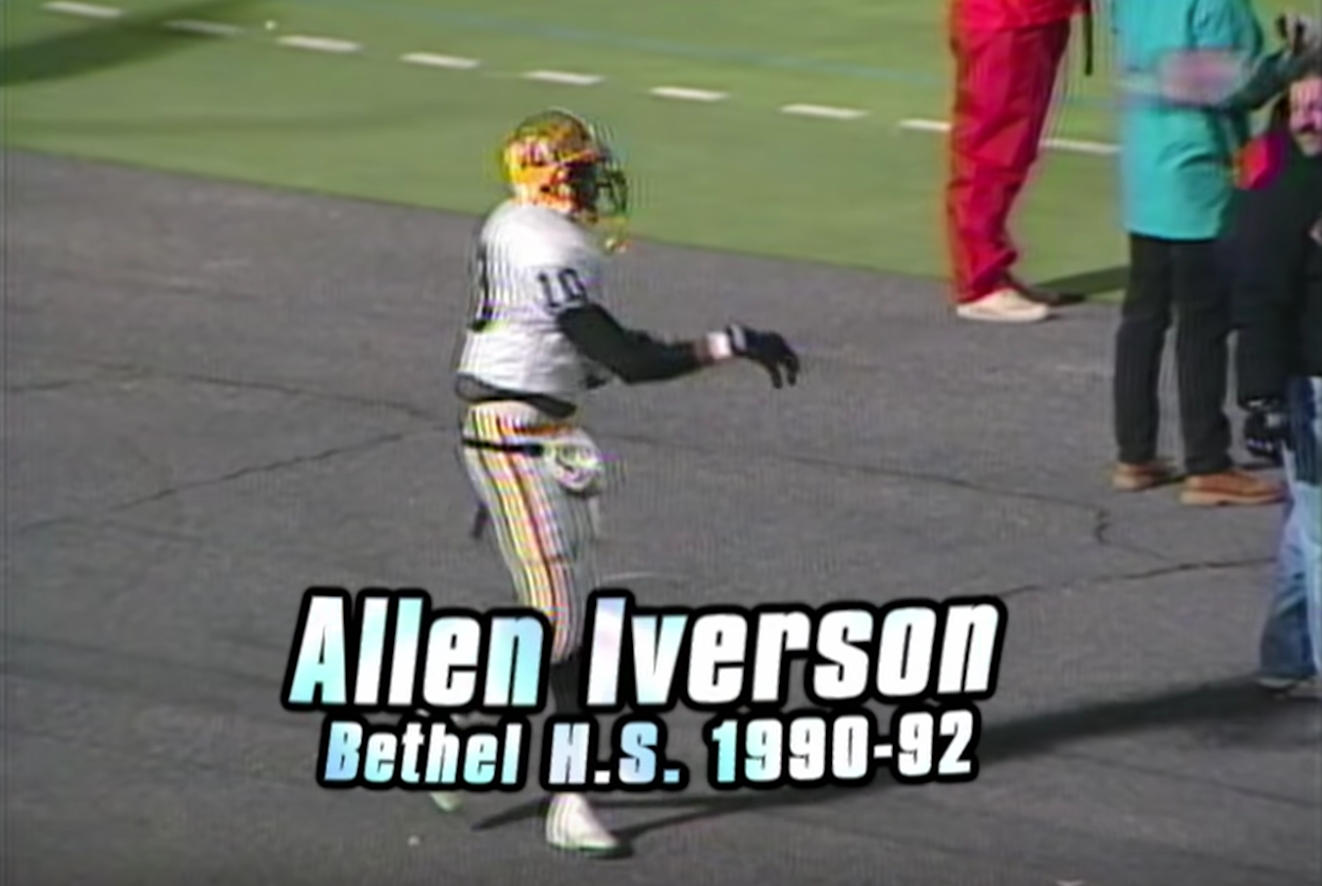 Allen Iverson plays football in his highschool days #alleniverson #all