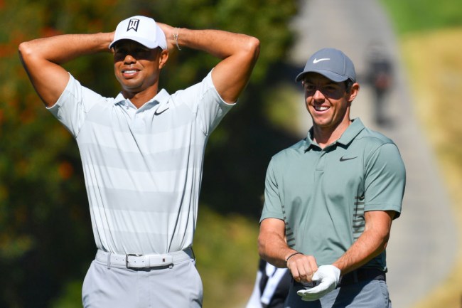 tiger woods tends flag rory mcilroy video