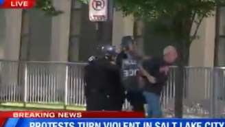 Salt Lake City Police Shove Elderly Man With A Cane To The Ground For Not Moving Fast Enough