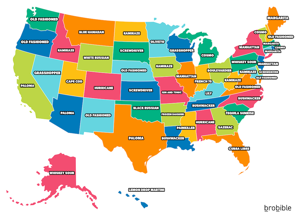 Most Searched Cocktails By State
