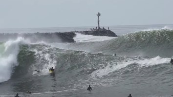‘The Wedge’ Is Pumping In Cali With Bodyboarders And Surfers Charging One Of The Strangest Waves Around