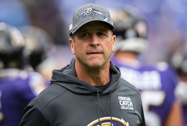 john harbaugh screams at ref without mask