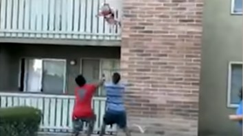 Watch This Former College Receiver Save A Toddler’s Life After He’s Tossed Off A Balcony During An Apartment Fire