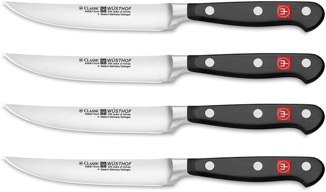 HOMQUEN Gold Steak Knives, 8 Piece Premium Stainless Steel Steak Knife Set,  Meat Knife Sets, German Steak Knives Serrated, Tomato Knife, For Home