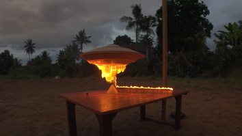 UFO Built Using 25,000 Matches Shoots Flames That Look Like the White House Exploding In ‘Independence Day’