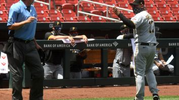 An Umpire Calmly Put On A Mask Before Arguing With Pirates Manager Derek Shelton From A Distance In A Truly Surreal Exchange