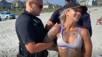 Famous Acrobat Handcuffed For Wearing A Thong Bikini On A South Carolina Beach
