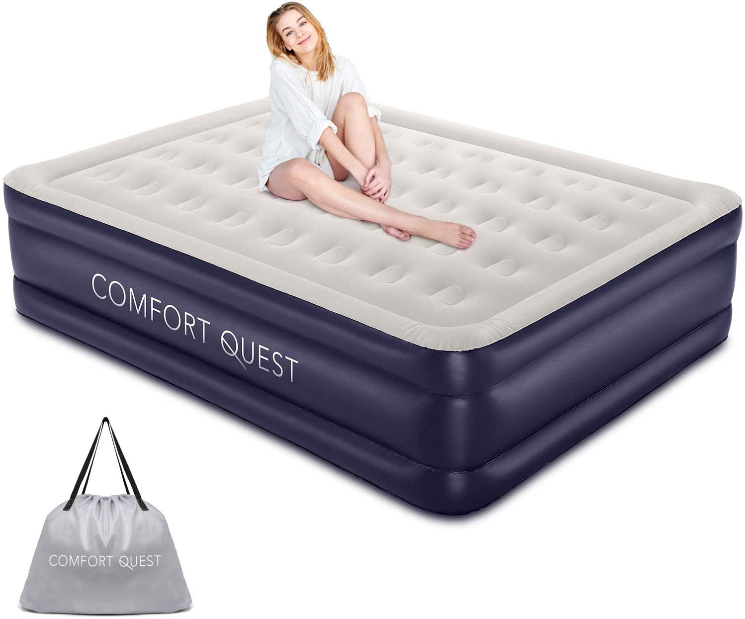 comfort quest queen air mattress with electric pump