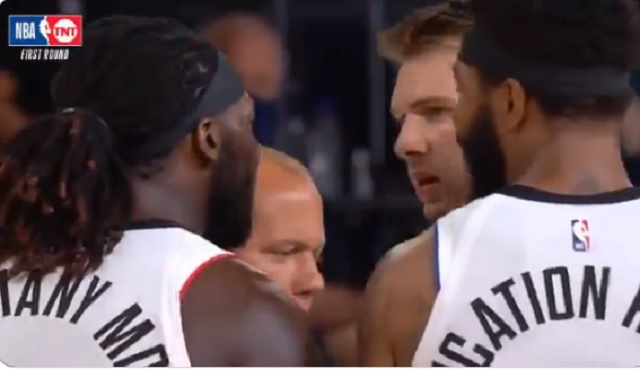 Luka Doncic, Montrezl Harrell hug, clear air after 'white boy' comment