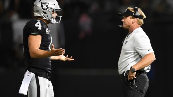 Jon Gruden Shocked To Hear Derek Carr Use His Wife’s Name While Calling Audible At Line Of Scrimmage