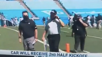 Here’s Why Jon Gruden Was Talking On A Cellphone Heading Into Halftime