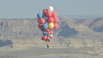 WATCH: David Blaine Is Currently Performing A Stunt Where He’ll Ride 52 Helium Balloons 18,000 Feet High
