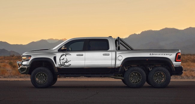 Hennessey Performance Engineering took a Ram 1500 TRX pickup and created Mammoth 6x6 truck with 1,200 horsepower.