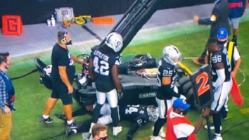 Scary Moment As Raiders’ Johnathan Abram Runs Into TV Cart On The Sidelines And Laid Motionless On The Field For A Few Seconds