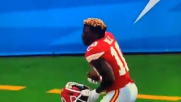 Chargers Fans Are Angry After Refs Miss Obvious Penalty On Tyreek Hill For Taking Off His Helmet On Crucial Play