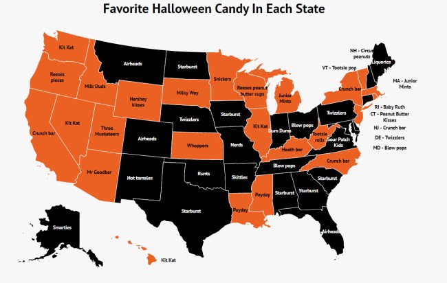 Annual Map Of Each States Favorite Halloween Candy