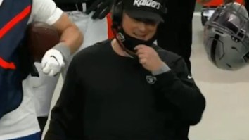 Jon Gruden Still Doesn’t Care About Wearing A Mask Correctly And Now He’s Just Showing Up The NFL