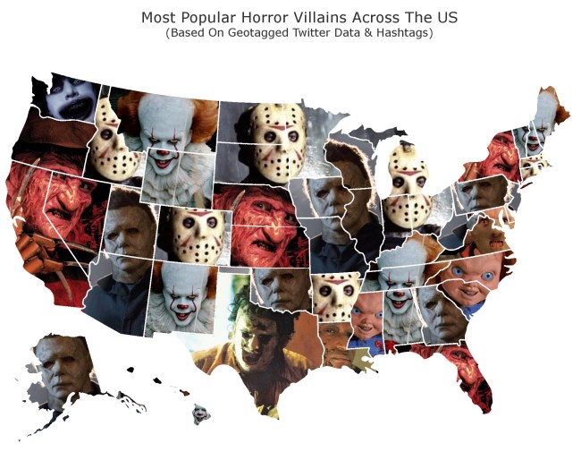Maps Show The Most Popular Horror Movie Villains In Each State