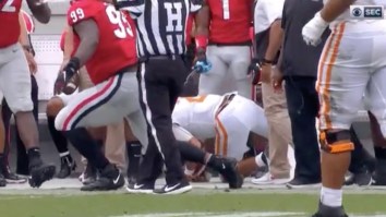 Georgia WR George Pickens Sprays Tennessee QB Jarrett Guarantano With Water Bottle, Instantly Gets Flagged