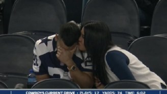 Extremely Depressed Cowboys Fan Being Comforted By His Girlfriend On ‘Monday Night Football’ Becomes An Instant Meme