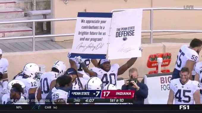 Penn State Football Debuts Sideline Thank You Turnover Card Against ...