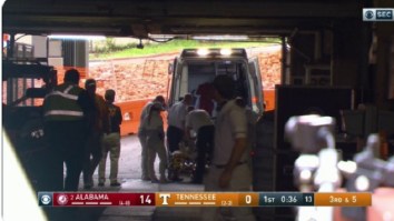 Alabama Star WR Jaylen Waddle Leaves Game In Ambulance After Suffering Brutal Ankle Injury During Opening Kickoff