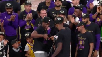 People Are Upset With LeBron James And Are Accusing Him Of Throwing Up Disrespectful Gang Sign During Lakers Championship Celebration