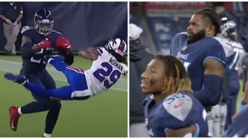 The Mic’d Up Reaction From The Titans Sideline After Derrick Henry’s Monster Stiff Arm Is Explosive
