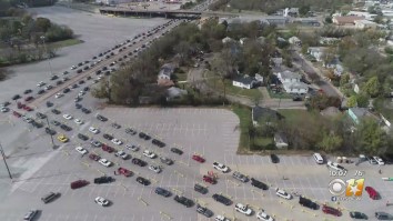 People In Thousands Of Cars Lined Up To Collect Food In Texas Due To Pandemic