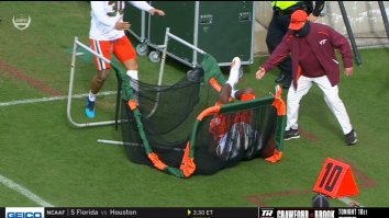 Miami’s Wide Receiver Went Full-Speed Into A Field Goal Net, Lays The Biggest Hit Of The Day