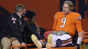 Nick Foles Carted Off After Taking A Big Hit To The Upper Body On Monday Night Football