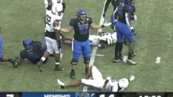 This Stephen F. Austin Defender Went Full-Send For An Epic Flop, Did Not Draw The Flag