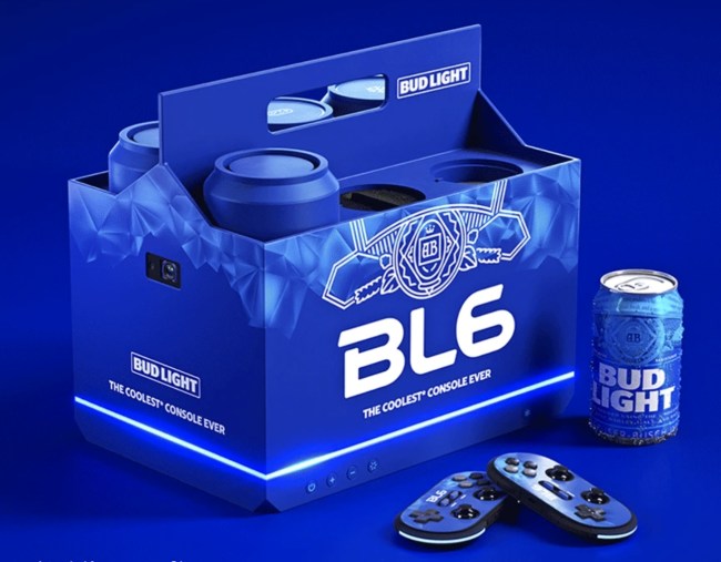 Anheuser-Busch unveils the Bud Light video game console that keeps beers cold.