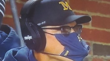 The Internet Mocks Jim Harbaugh’s Ridiculous ‘Headset Boner’ Under His Mask