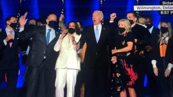 Kamala Harris’s Husband Douglas Emhoff Freaks Out And Gets Scared By Confetti Cannon After Joe Biden’s Victory Speech