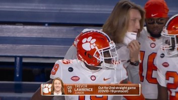 Trevor Lawrence Seen Pulling Down His Face Mask To Talk To Teammate On The Sidelines While On COVID-IR And Fans Had Questions