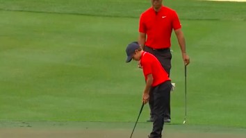Charlie Woods – Son Of Tiger – Drains Birdie Putt And Shows That He’s Already Perfected The Family Fist Pump