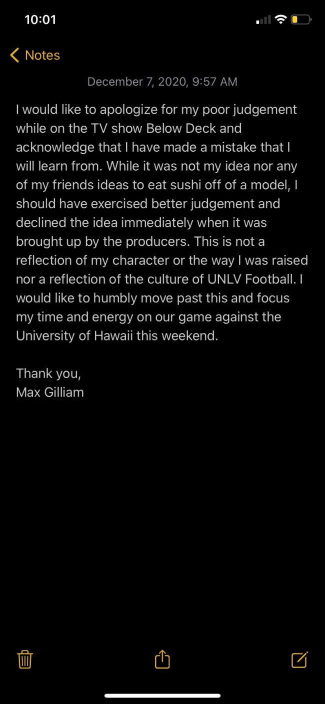 Max Gilliam Apology