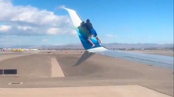 Guy Climbs On Wing Of Plane Before Takeoff, Obviously Doesn’t Know How Planes Work