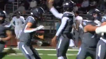 High School Quarterback Completes Insane Over-The-Head Pass Into End Zone In Final Game