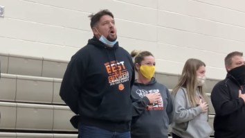 This Dad Belted Out The National Anthem At A High School Basketball Game After The Speakers Broke And Then Ate Popcorn Like Nothing Happened
