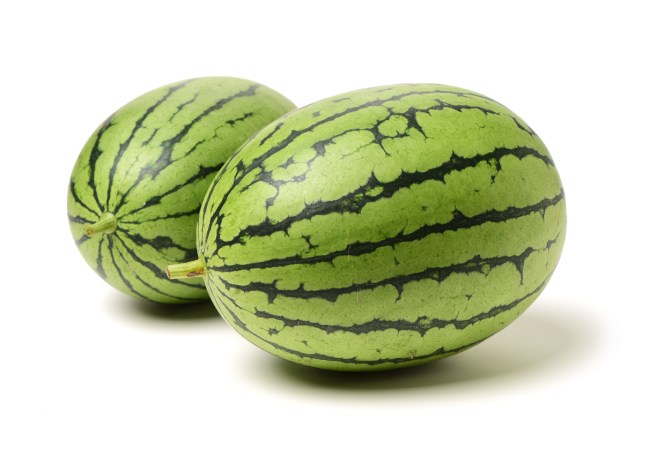 A Brazilian woman caught smuggling drugs concealed inside a watermelon under her shirt.