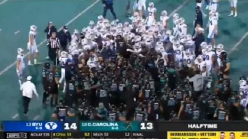 Things Get Heated Between Coastal Carolina And BYU As Benches Clear And A Brawl Nearly Breaks Out Before Halftime