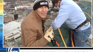Will Cain, Brian Cashman, And Aaron Boone Rappel Down 22-Story Building In Stamford