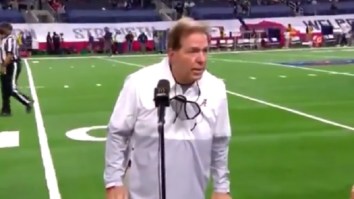 Nick Saban’s Halftime Interview During Rose Bowl Gets Extremely Awkward After He Gets Annoyed With Headphones Malfunctioning On Live TV
