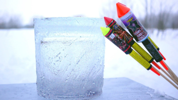 Some Evil Genius Put Fireworks Inside A Block Of Ice, Blew It Up, And Filmed It In Slow Motion