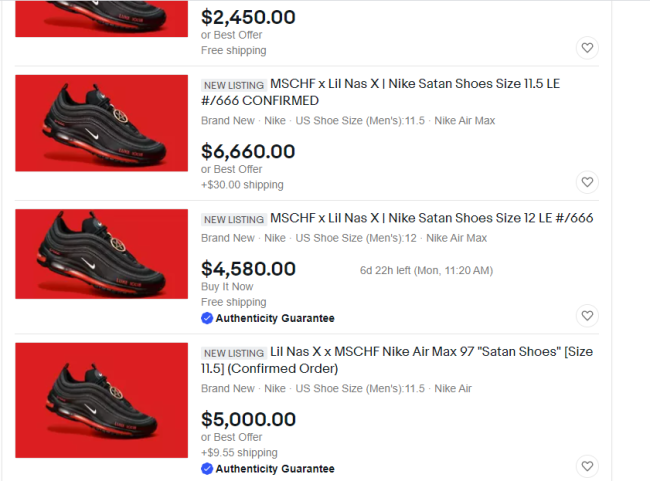 Lil Nas X S Satan Shoes Sell Out In Under A Minute And Are Now Reselling For Insane Prices On Ebay After Backlash Brobible