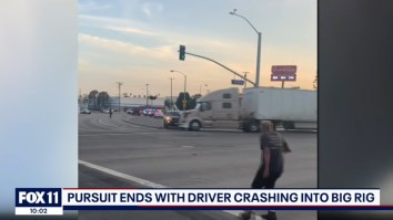 Big Rig Driver Puts An End To Police Chase By Ramming Murder Suspect’s Vehicle