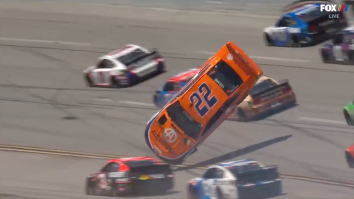 Joey Logano Went Completely Airborne During A WILD Wreck At Talladega And The Video Is Absolutely Insane